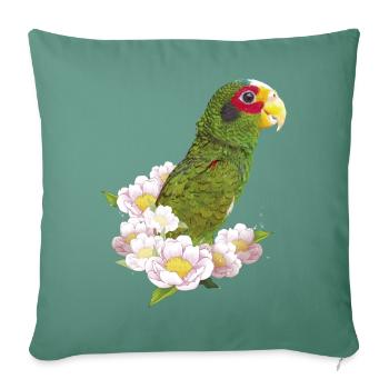 Le perroquet yucatèque - Housse de coussin décorative 45 x 45 cm - vert sapin - Devant