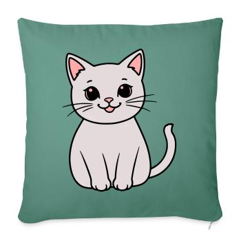 chaton gris - Housse de coussin décorative 45 x 45 cm - vert sapin - Devant