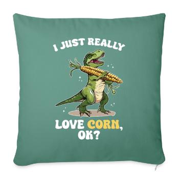 J'adore le dinosaure T-Rex du maïs drôle - Housse de coussin décorative 45 x 45 cm - vert sapin - Devant