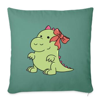 a little dinosaur at Christmas - Sofa pillowcase 17,3'' x 17,3'' (45 x 45 cm) - cypress green - Front