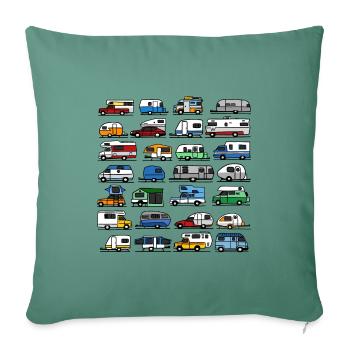 Campsite in different styles - Sofa pillowcase 17,3'' x 17,3'' (45 x 45 cm) - cypress green - Front