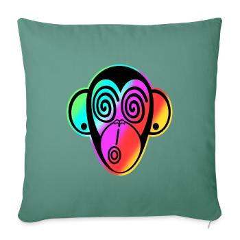 Schmooze Monkey classic design: RAINBOW MONKEYHEAD - Sofa pillowcase 17,3'' x 17,3'' (45 x 45 cm) - cypress green - Front