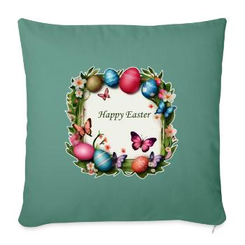 Easter Wreath - Happy Easter - Sofa pillowcase 17,3'' x 17,3'' (45 x 45 cm) - cypress green - Front