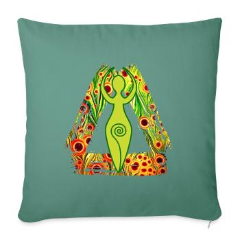 Déesse spirale E 110 - Housse de coussin décorative 45 x 45 cm - vert sapin - Devant