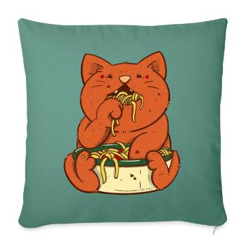 Red cat eats spaghetti - Sofa pillowcase 17,3'' x 17,3'' (45 x 45 cm) - cypress green - Front