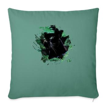 panther,cheetah,leopard,black,green,jungle - Sofa pillowcase 17,3'' x 17,3'' (45 x 45 cm) - cypress green - Front