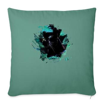 panther,cheetah,leopard,black,green,jungle - Sofa pillowcase 17,3'' x 17,3'' (45 x 45 cm) - cypress green - Front