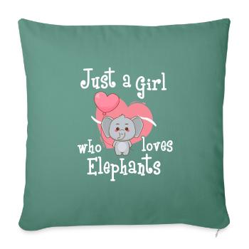 Juste une fille qui aime les éléphants - Housse de coussin décorative 45 x 45 cm - vert sapin - Devant