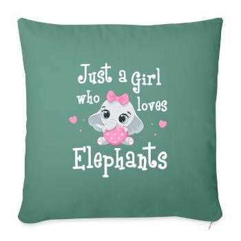 Juste une fille qui aime les éléphants - Housse de coussin décorative 45 x 45 cm - vert sapin - Devant