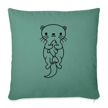 hungry otter eats fish hunger - Sofa pillowcase 17,3'' x 17,3'' (45 x 45 cm) - cypress green - Front