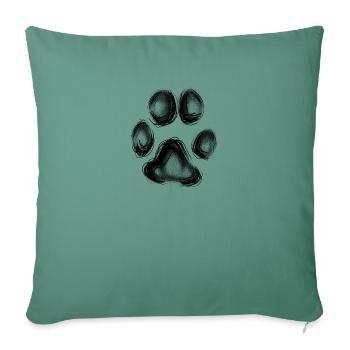 Croquis d’empreinte de patte - Housse de coussin décorative 45 x 45 cm - vert sapin - Devant
