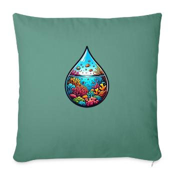 Océan de gouttes d’eau - Housse de coussin décorative 45 x 45 cm - vert sapin - Devant