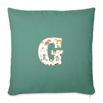 Letter G, Monogram, Animal Pattern - Sofa pillowcase 17,3'' x 17,3'' (45 x 45 cm) - cypress green - Front