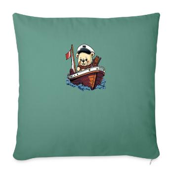 Sea Dog - Cute teddy bear in his boat - Sofa pillowcase 17,3'' x 17,3'' (45 x 45 cm) - cypress green - Front