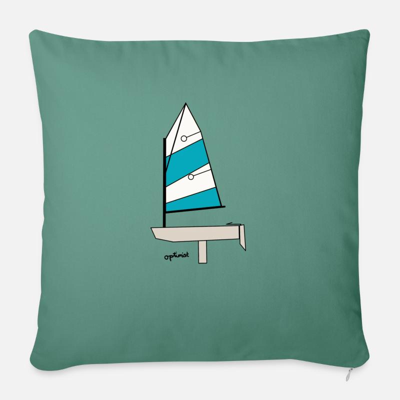 Optimist Segelboot Variante 3 - Sofakissenbezug 45 x 45 cm - Tanngrün