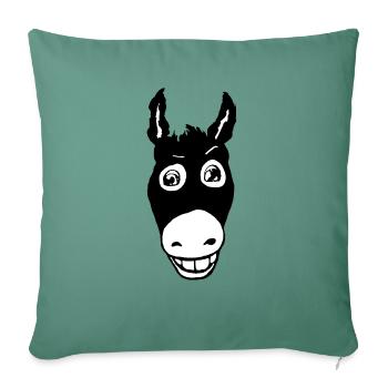 Âne noir souriant - Housse de coussin décorative 45 x 45 cm - vert sapin - Devant