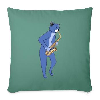 JAZZ CAT PLAYING SAXOPHONE - SAX CAT - Sofa pillowcase 17,3'' x 17,3'' (45 x 45 cm) - cypress green - Front