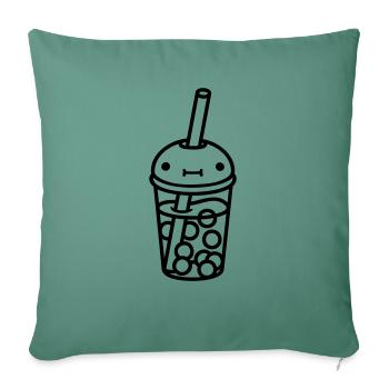 Cute Face Bubble Tea - Sofa pillowcase 17,3'' x 17,3'' (45 x 45 cm) - cypress green - Front