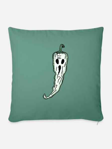 Chili Halloween Geist gruselig Jalapeno Tabasco - Sofakissenbezug 45 x 45 cm - Tanngrün