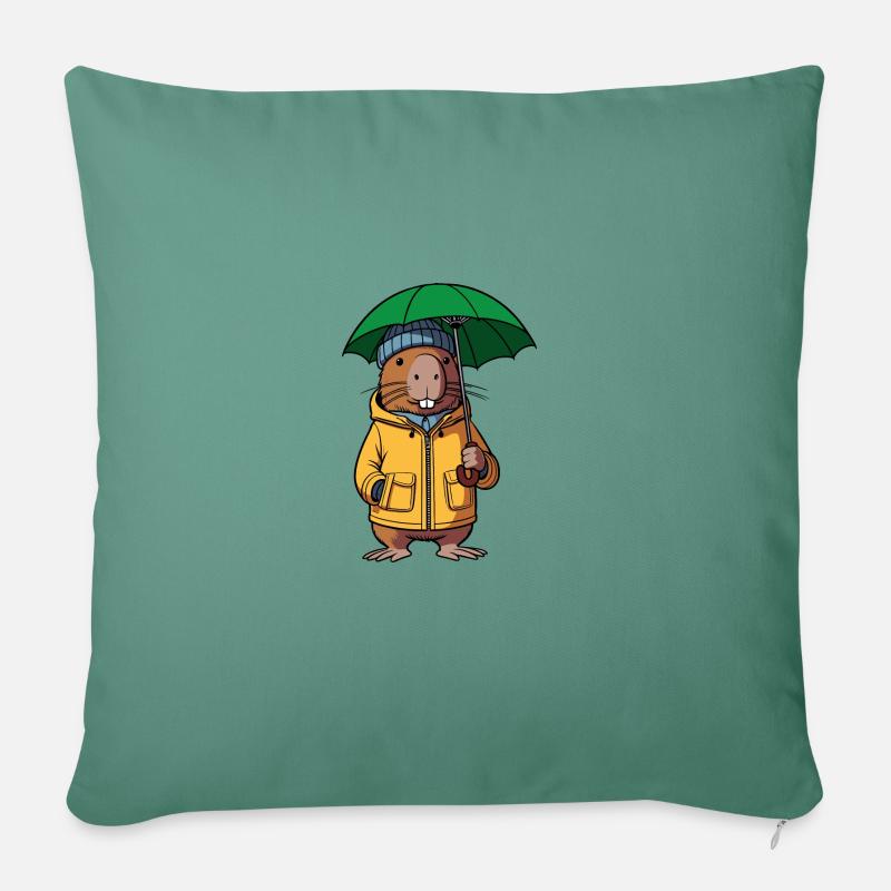 Comic Capybara Rain Jacket Hat Umbrella Yellow - Sofa pillowcase 17,3'' x 17,3'' (45 x 45 cm) - cypress green
