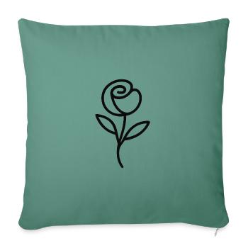 Schlichte Rose - Geschenkidee Muttertag - Sofakissenbezug 45 x 45 cm - Tanngrün - Vorne