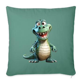 A funny crocodile - Sofa pillowcase 17,3'' x 17,3'' (45 x 45 cm) - cypress green - Front