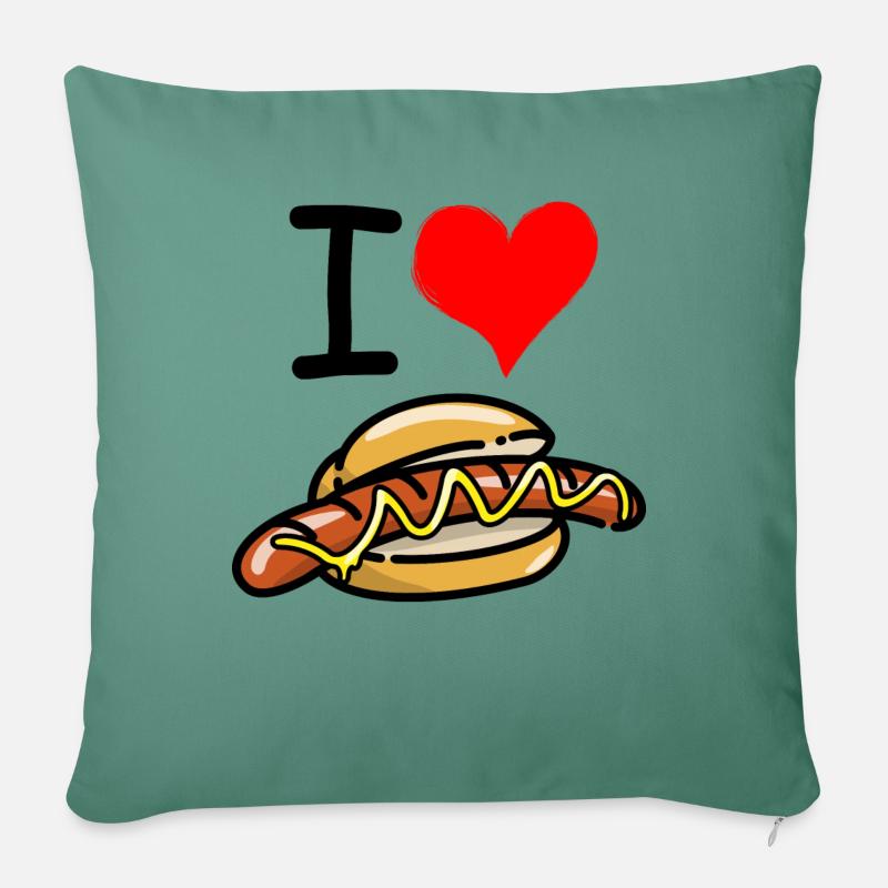 Lecker Bratwurstbrötchen - I Love Bratwurst Herz - Sofakissenbezug 45 x 45 cm - Tanngrün