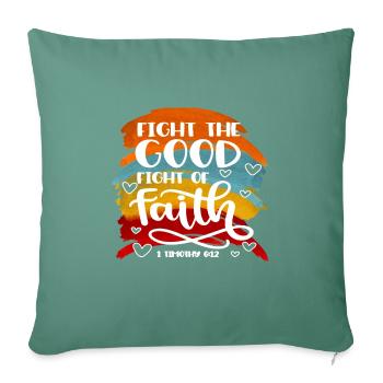 Design chrétien Bon combat de foi - Housse de coussin décorative 45 x 45 cm - vert sapin - Devant