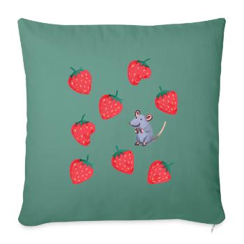 lecker Erdbeeren Mausi - Sofakissenbezug 45 x 45 cm - Tanngrün - Vorne