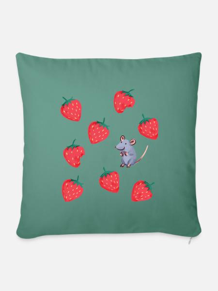 lecker Erdbeeren Mausi - Sofakissenbezug 45 x 45 cm - Tanngrün