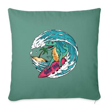 Surf T-Rex - Housse de coussin décorative 45 x 45 cm - vert sapin - Devant