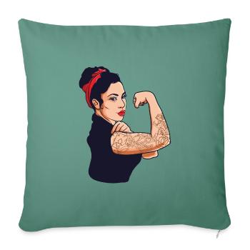 Tattoo feminism gift idea women power - Sofa pillowcase 17,3'' x 17,3'' (45 x 45 cm) - cypress green - Front