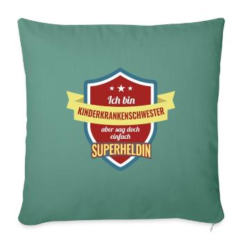Infirmière pédiatrique super héroïne dit merci - Housse de coussin décorative 45 x 45 cm - vert sapin - Devant
