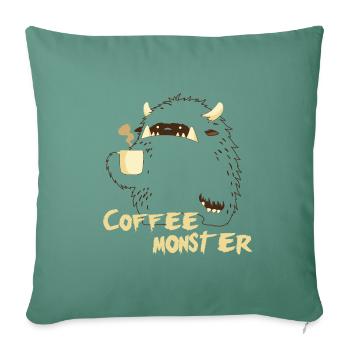 Coffee Monster Only Outer Lines, Brown - Sofa pillowcase 17,3'' x 17,3'' (45 x 45 cm) - cypress green - Front