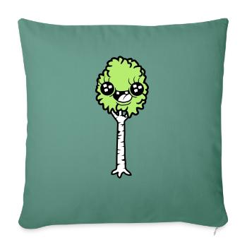 Laughing Cartoon Birch - Sofa pillowcase 17,3'' x 17,3'' (45 x 45 cm) - cypress green - Front