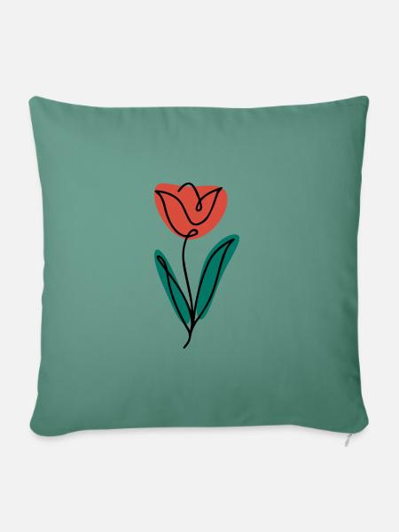 Flower abstract art - Sofa pillowcase 17,3'' x 17,3'' (45 x 45 cm) - cypress green