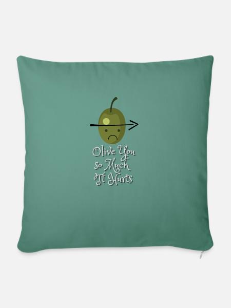 Olive you so much, it hurts - Sofakissenbezug 45 x 45 cm - Tanngrün