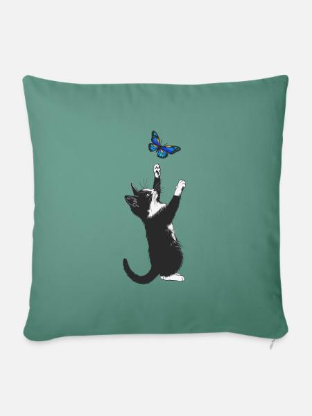 Kitty Butterfly - Sofakissenbezug 45 x 45 cm - Tanngrün