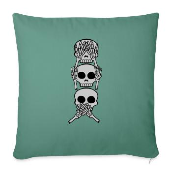 3 Proverbe du singe crâne - Housse de coussin décorative 45 x 45 cm - vert sapin - Devant
