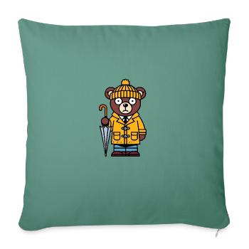 Comic Yellow Bear Brown Bear Beanie Hat Umbrella - Sofa pillowcase 17,3'' x 17,3'' (45 x 45 cm) - cypress green - Front