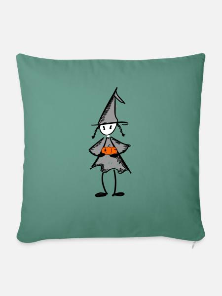 Pumpkin Witch - Sofa pillowcase 17,3'' x 17,3'' (45 x 45 cm) - cypress green