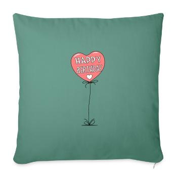Ballon Joyeux anniversaire Rose - Housse de coussin décorative 45 x 45 cm - vert sapin - Devant