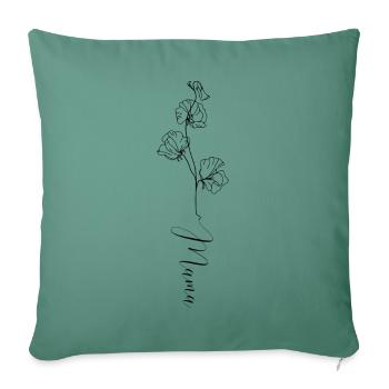 Geburtsblume Klatschmohn - Symbol für den August - Sofakissenbezug 45 x 45 cm - Tanngrün - Vorne