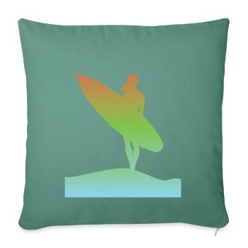 surfer Surfergirl surfing beach with surfboard - Sofa pillowcase 17,3'' x 17,3'' (45 x 45 cm) - cypress green - Front