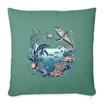 Creatures of the sea - Sofa pillowcase 17,3'' x 17,3'' (45 x 45 cm) - cypress green - Front