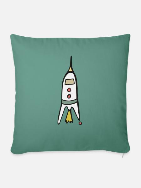 Space Rocket Start - Sofakissenbezug 45 x 45 cm - Tanngrün
