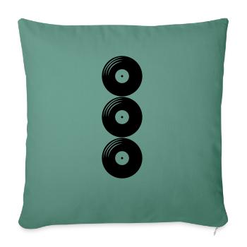3 disques vinyles - Housse de coussin décorative 45 x 45 cm - vert sapin - Devant