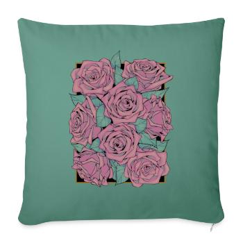 Roses - Housse de coussin décorative 45 x 45 cm - vert sapin - Devant