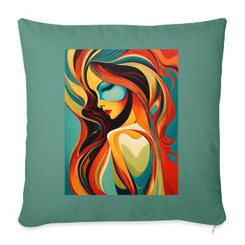 A beautiful abstract portrait - Sofa pillowcase 17,3'' x 17,3'' (45 x 45 cm) - cypress green - Front