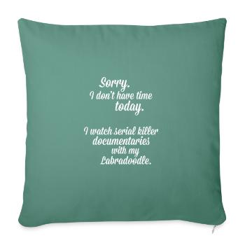 Je regarde des documentaires avec mon Labradoodle - Housse de coussin décorative 45 x 45 cm - vert sapin - Devant